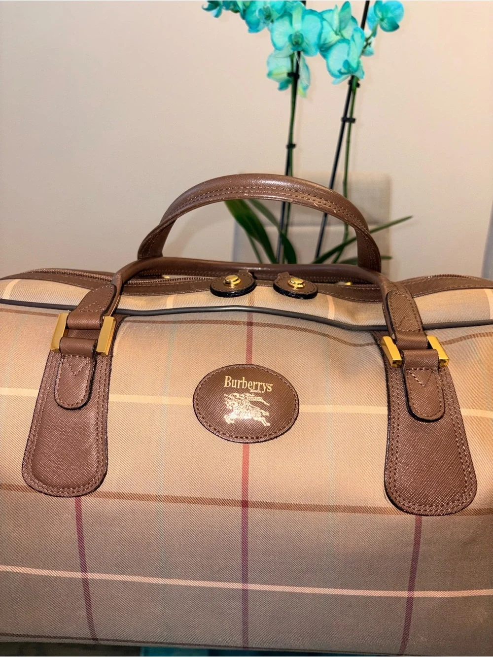 Vintage Burberrys Nova Check Boston Bag,